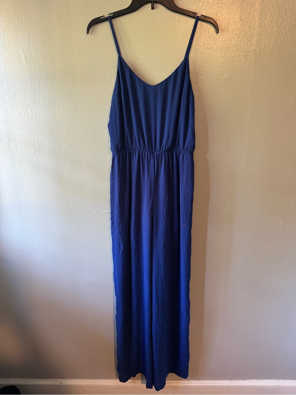 Forever 21 Blue Camisole Adjustable Strap Jumpsuit Wide Leg Size M Medium